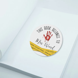 bloody Crime Scene Tape book library Stickers
