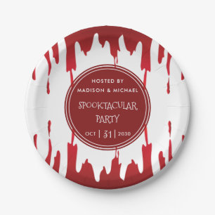 Bloody Drips Halloween Red Scary Paper Plate