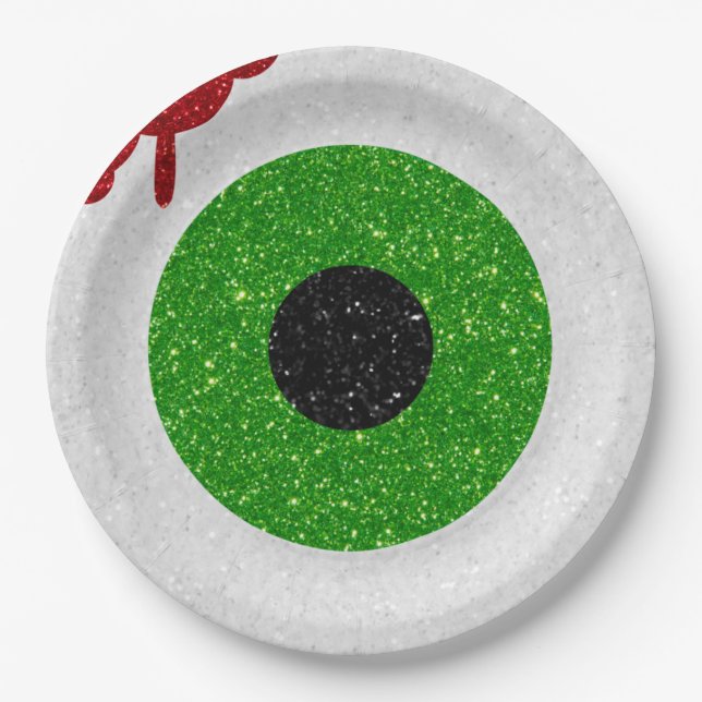 Bloody Eyeball Glitter Paper Plate (Front)