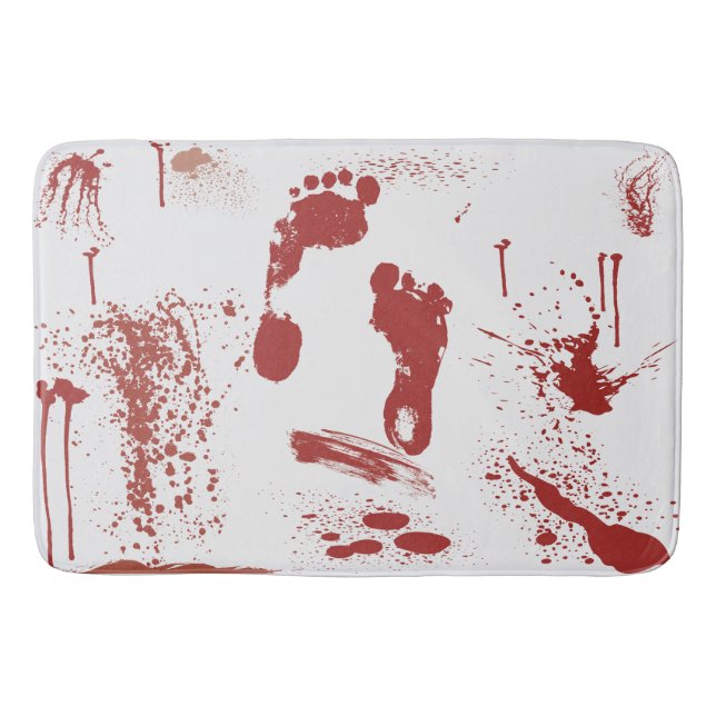 Bloody Footprint Blood Splattered Large Bath Mat (Front)