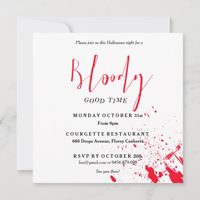 Bloody Good time Scary Party Halloween Invitation (Front)