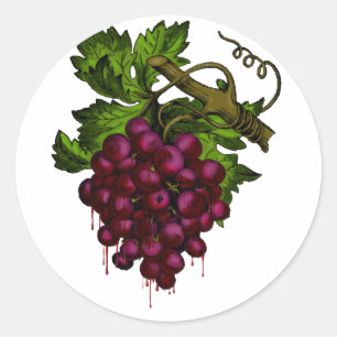 Bloody Grape Vine Goth Fruit Horror Art Classic Round Sticker