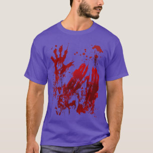 Bloody Halloween Blood Splatter Zombie Hand funny T-Shirt