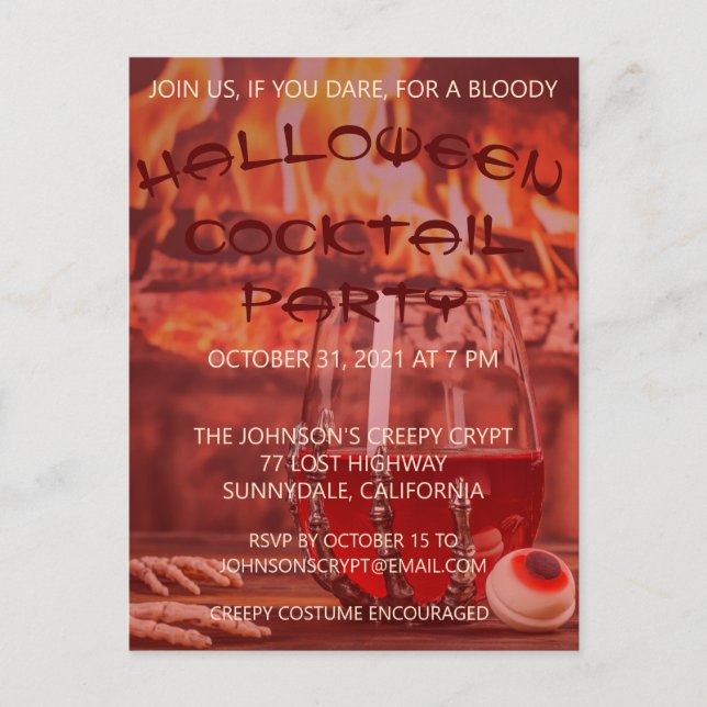 Bloody Halloween Cocktail Party Invitation (Front)