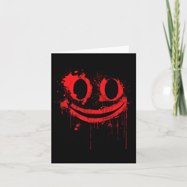 Bloody Halloween Costume I Blood Splatter Smile  Card (Front)