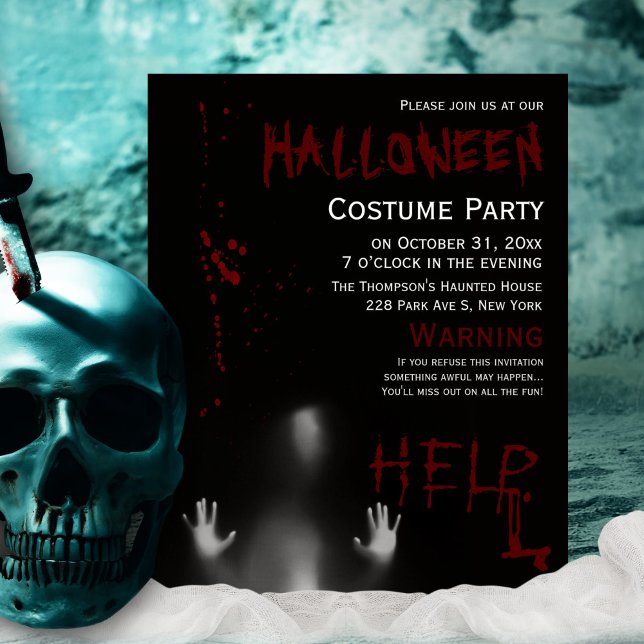 Bloody Halloween Costume Party Budget Invitation (Creator Uploaded)