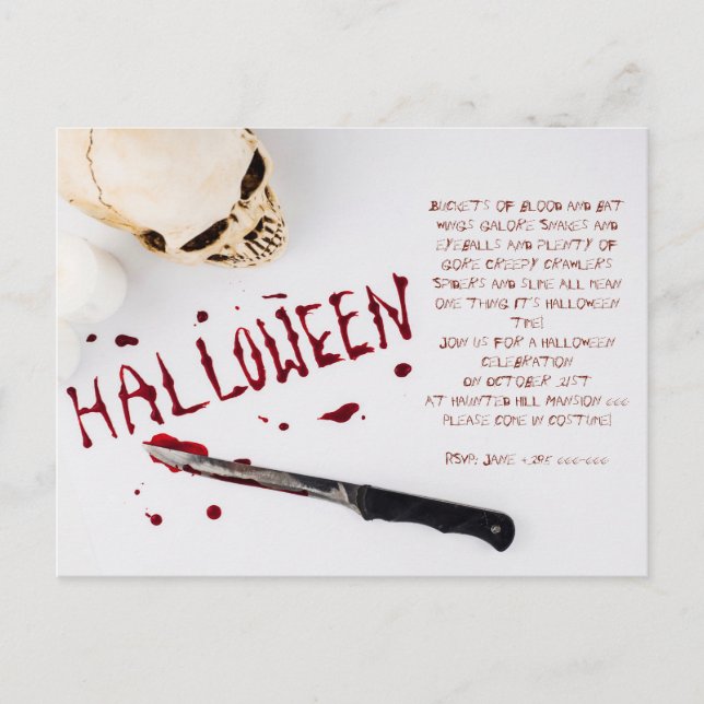 Bloody Halloween Party Postcard (Front)