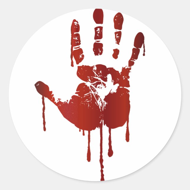 Bloody hand classic round sticker (Front)