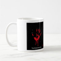 bloody hand over orion mug