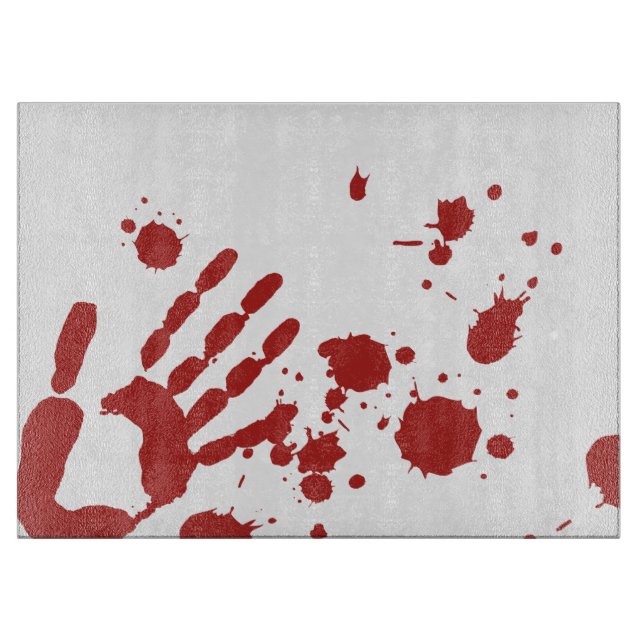 Bloody Hand Print Blood Splatter Halloween Props Cutting Board (Front)