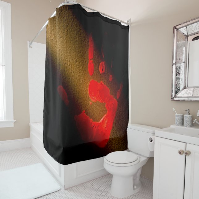 Bloody Hand Print Shower Curtain (In Situ)
