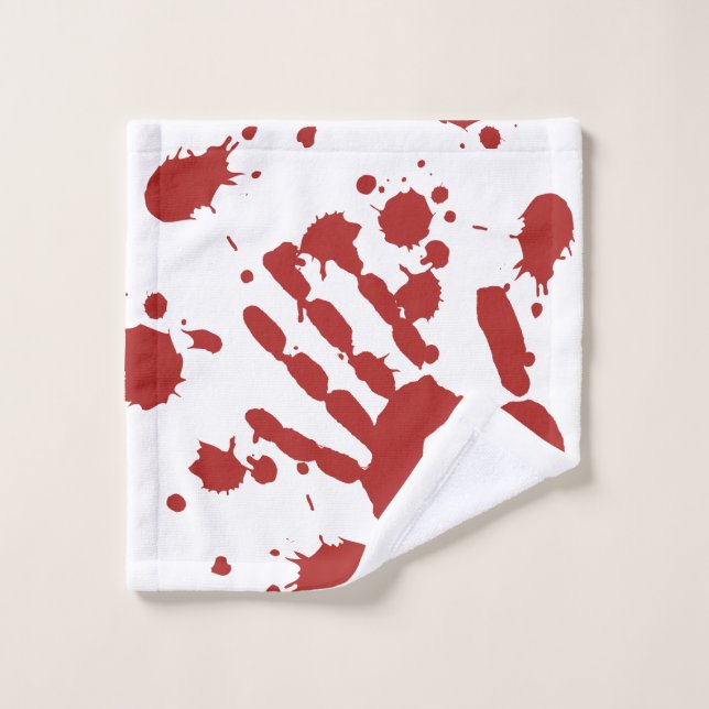 Bloody Hand Print Spatter Halloween Wash Cloth (Wash Cloth)