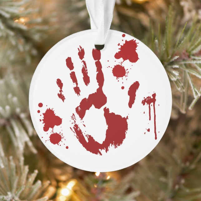 Bloody Handprint Blood Splatter Ornament (Tree)