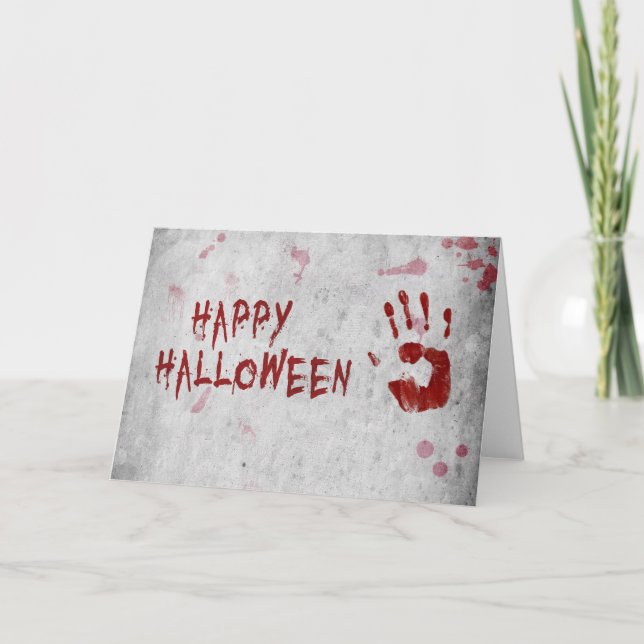 Bloody Handprint Halloween Card (Front)