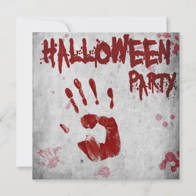 Bloody Handprint Halloween Invitation (Front)