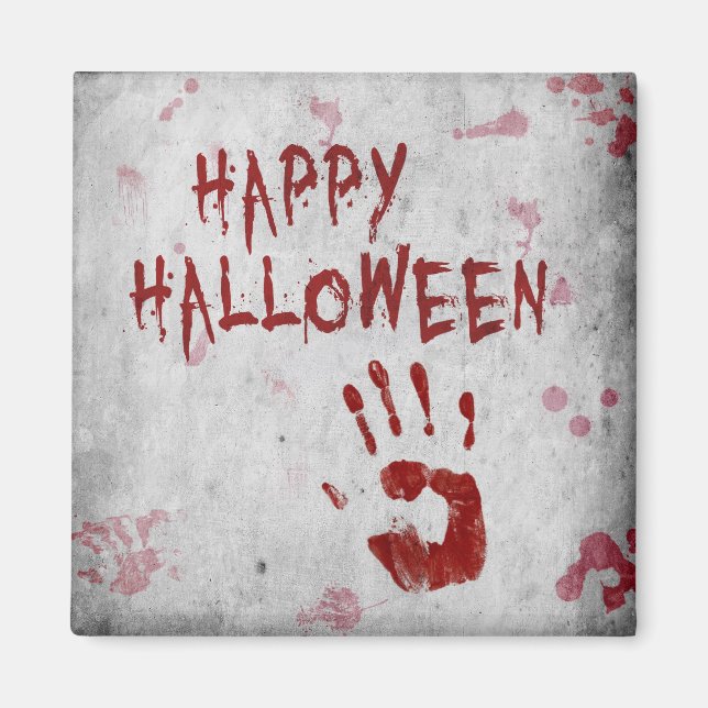 Bloody Handprint Halloween Magnet (Front)