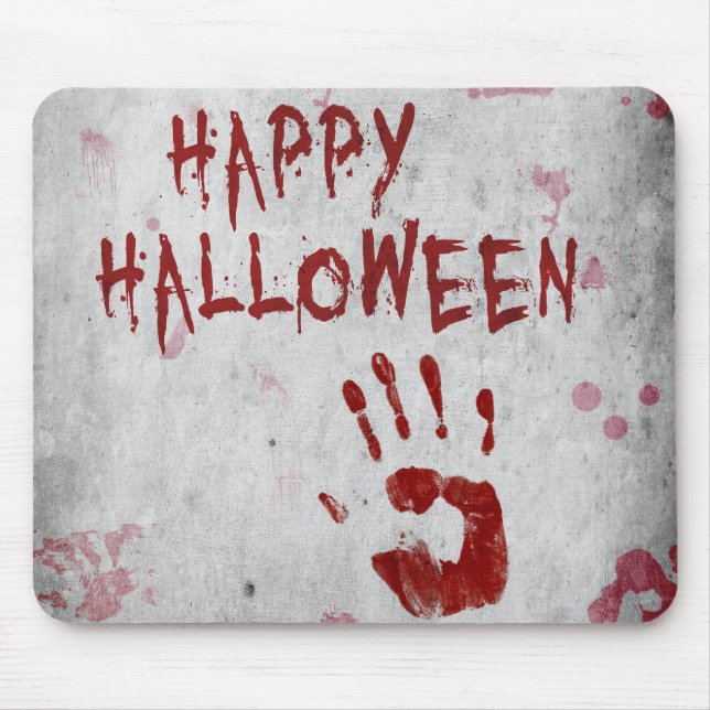 Bloody Handprint Halloween Mouse Mat (Front)