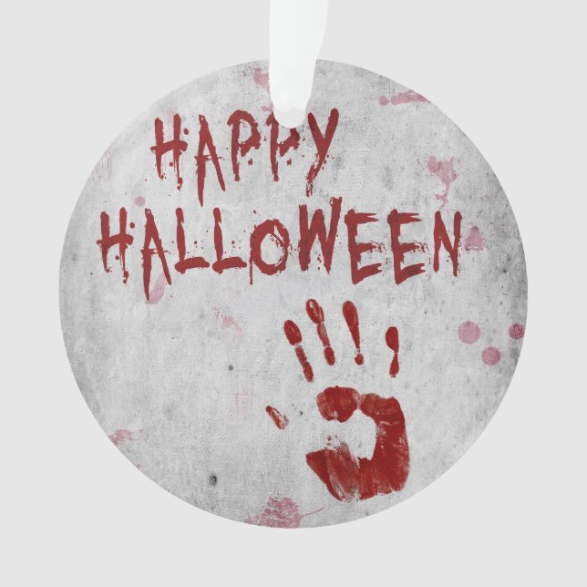 Bloody Handprint Halloween Ornament (Front)