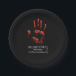 Bloody Handprint Halloween Paper Plate<br><div class="desc">Bloody Handprint Halloween Party Plate. This bloody plateis designed with a handprint dripping with blood on a black background that can be changed to any other colour you would prefer. Perfect for a Halloween Party,  Cocktail Party,  Spooktacular Dinner Party.</div>