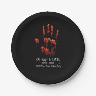 Bloody Handprint Halloween Paper Plate