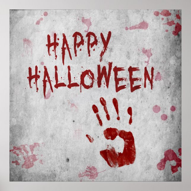 Bloody Handprint Halloween Poster (Front)