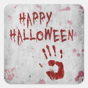 Bloody Handprint Halloween Square Sticker