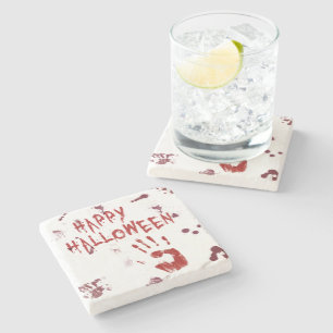 Bloody Handprint Halloween Stone Coaster