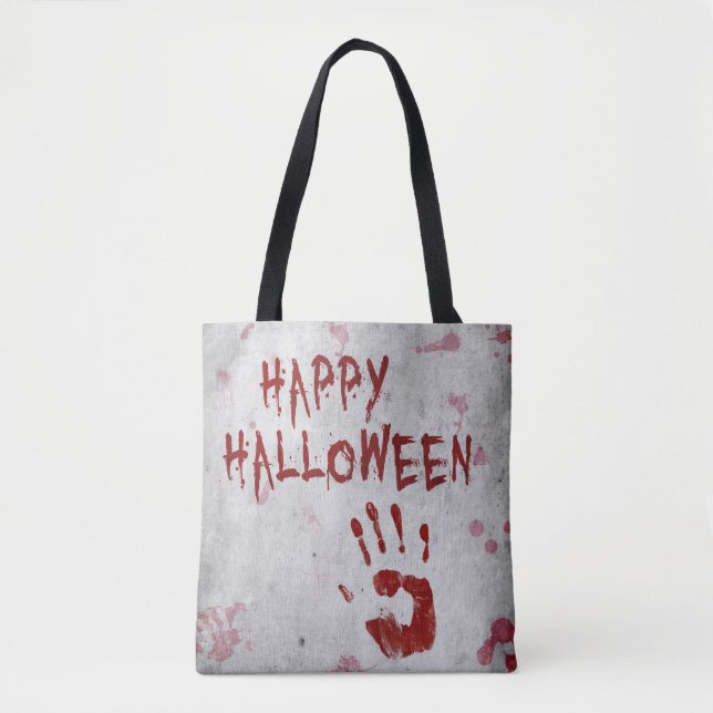 Bloody Handprint Halloween Tote Bag (Front)