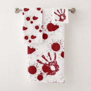 Bloody Handprints and Blood Splatter Bath Towel Set