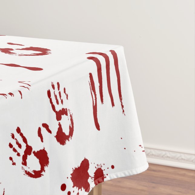 Bloody Handprints Blood Spatter Crime Scene Tablecloth (In Situ)