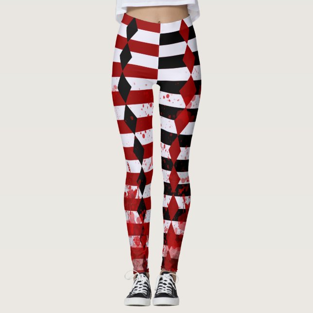 Bloody Harlequin Black, White and Red Leggings  (Front)