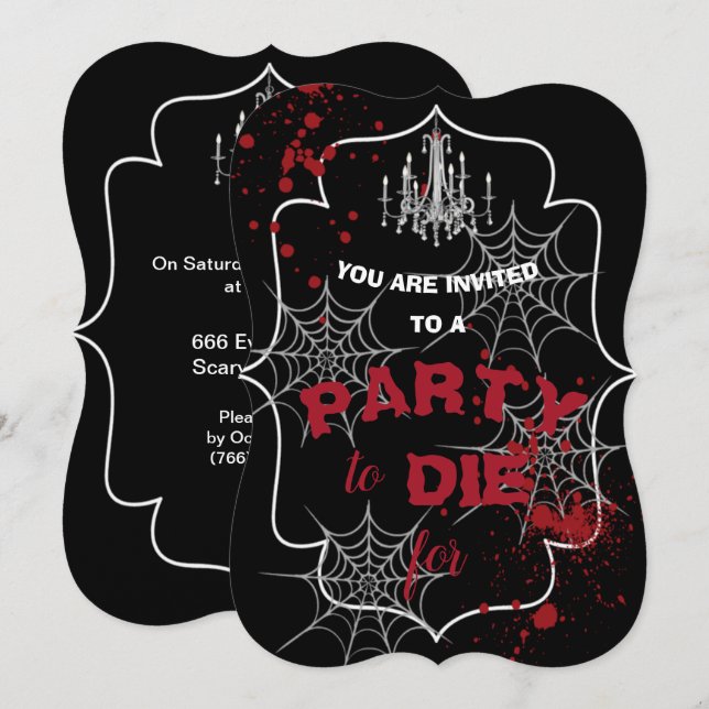 Bloody Haunted House Chandelier Halloween Party Invitation (Front/Back)