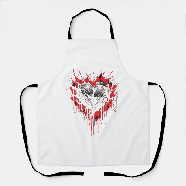 Bloody Heart Gothic Goth Black Hearts  Apron (Front)