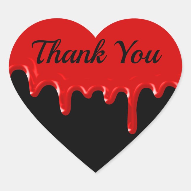 Bloody Heart Thank You  Heart Sticker (Front)