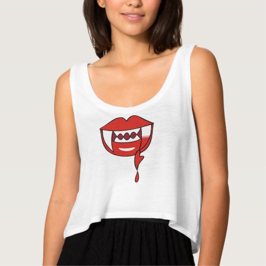 Bloody Heart Vampire Lips in Red Tank Top