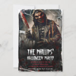 Bloody Knife & Scary Halloween Mask Party Invitation<br><div class="desc">Customise for any event</div>