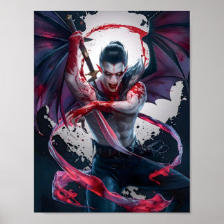 Bloody Male Vampire Warrior Poster Art