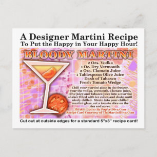 Bloody Martini Recipe Postcard