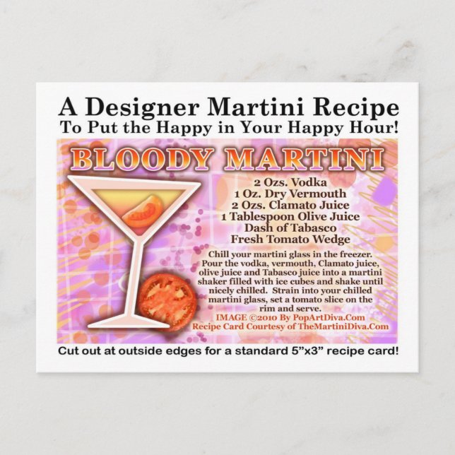 Bloody Martini Recipe Postcard (Front)