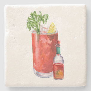 Bloody Mary and Hot Sauce Stone Coaster
