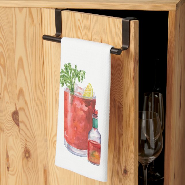 Bloody Mary and Hot Sauce Tea Towel (Thirds Fold)