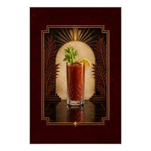 Bloody Mary Art Deco Poster   Bar Art