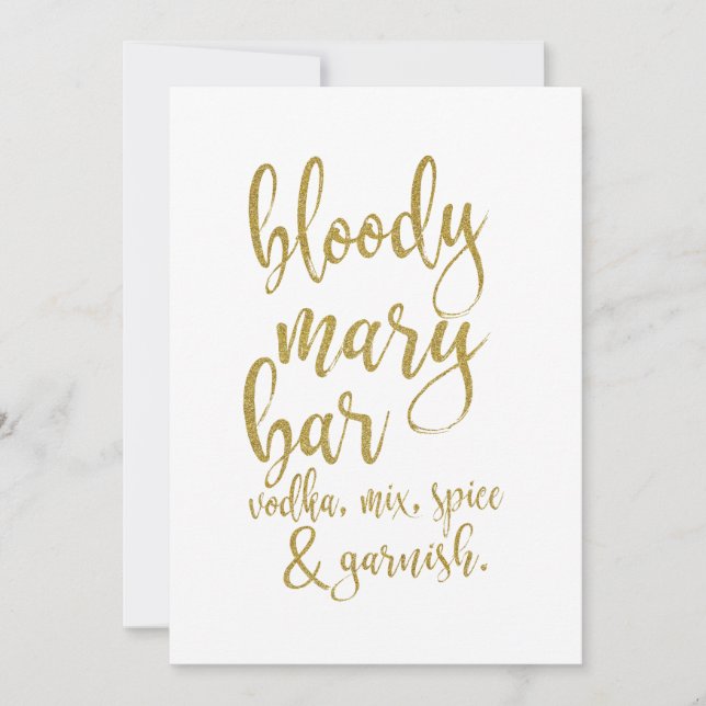 Bloody Mary Bar Gold Affordable Wedding Sign Invitation (Front)