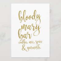 Bloody Mary Bar Gold Affordable Wedding Sign