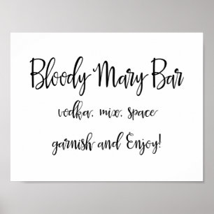 Bloody Mary Bar Sign Simple Calligraphy