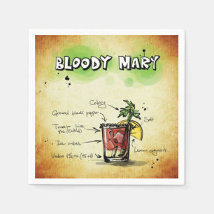 Bloody Mary Bartender Drink Recipe Napkin