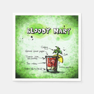 Bloody Mary Bartender Drink Recipe Napkin