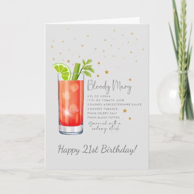 Bloody Mary Cocktail 21st Happy Birthday Card (Front)