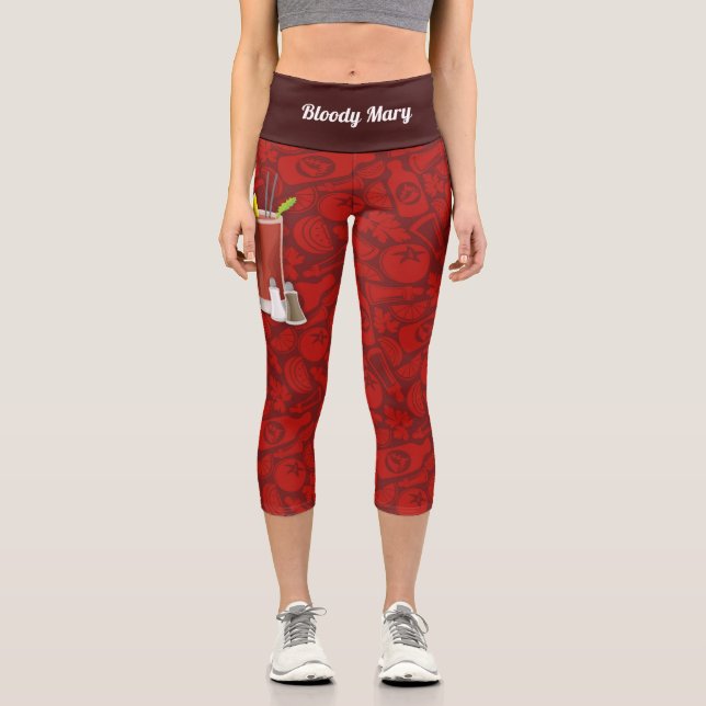 Bloody Mary Cocktail Capri Leggings (Front)