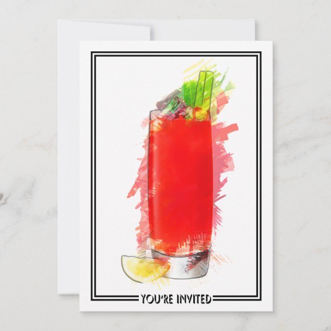 Bloody Mary Cocktail Marker Sketch You're Invited Invitation (Front)